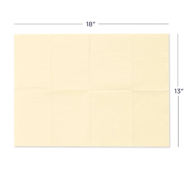 Alt view image 3 of 4 - 125 Pack Cream Disposable Patient Bibs, 18" x 13", 3 Ply Waterproof Paper Bib Sheet with Poly Back, Dental, Medical, Tattoo, Nail Tray or Table Cover, 125 Pack