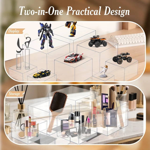 Alt view image 5 of 7 - 10 PCS Buffet Risers, Large Food Risers for Buffet Table, Dessert Display Food Display Risers for Party, Dessert Table Display, Risers Display Stands (10" 9" 8" 7" 6" 5" 5" 4" 4" 3", Transparent)