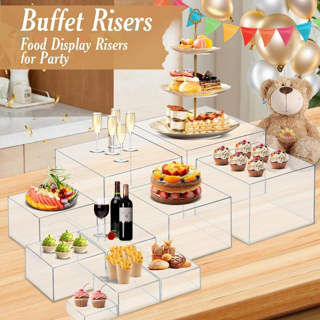 Alt view image 3 of 7 - 10 PCS Buffet Risers, Large Food Risers for Buffet Table, Dessert Display Food Display Risers for Party, Dessert Table Display, Risers Display Stands (10" 9" 8" 7" 6" 5" 5" 4" 4" 3", Transparent)