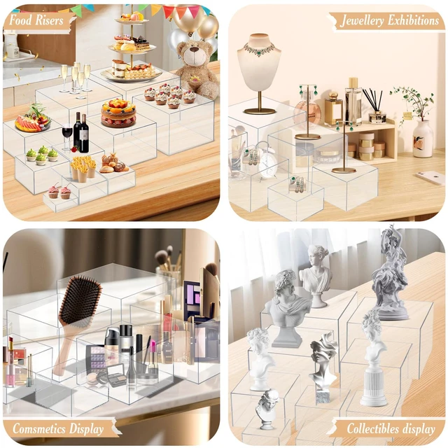 Alt view image 7 of 7 - 10 PCS Buffet Risers, Large Food Risers for Buffet Table, Dessert Display Food Display Risers for Party, Dessert Table Display, Risers Display Stands (10" 9" 8" 7" 6" 5" 5" 4" 4" 3", Transparent)