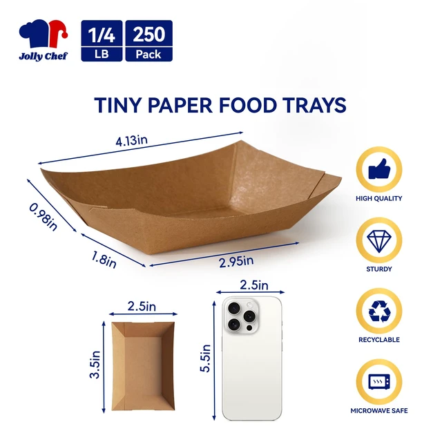 Alt view image 2 of 7 - 1/4lb Paper Food Tray 500 Pack Disposable Food Serving Boats