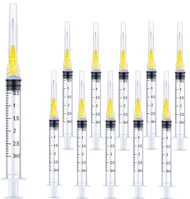 Main image of Luer lock 3ml 20Ga 1 Inch(25mm), 50 Pack Sterile Lab Utensils for Scientific Research, Industrial Dispensing or Liquid Measuring