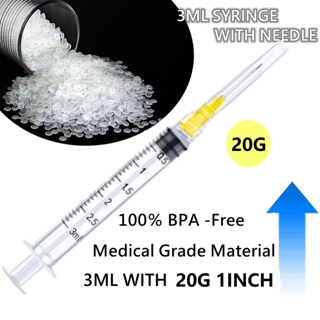 Alt view image 2 of 5 - Luer lock 3ml 20Ga 1 Inch(25mm), 50 Pack Sterile Lab Utensils for Scientific Research, Industrial Dispensing or Liquid Measuring