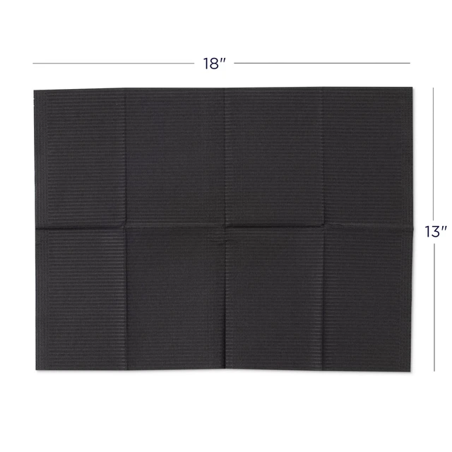 Alt view image 3 of 4 - 125 Pack Black Disposable Patient Bibs, 18" x 13", 3 Ply Waterproof Paper Bib Sheet with Poly Back, Dental, Medical, Tattoo, Nail Tray or Table Cover, 125 Pack
