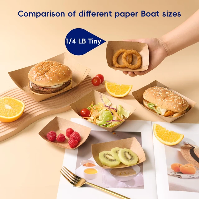 Alt view image 4 of 7 - 1/4lb Paper Food Tray 500 Pack Disposable Food Serving Boats