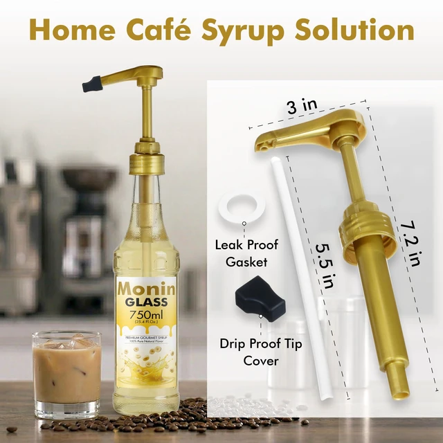 Alt view image 2 of 2 - Coffee Syrup Pump. ONLY for Monin GLASS 750ml (25.4 Fl.Oz.) Bottle (Pack of 4). FDA Compliant. BPA Free. Product of ®