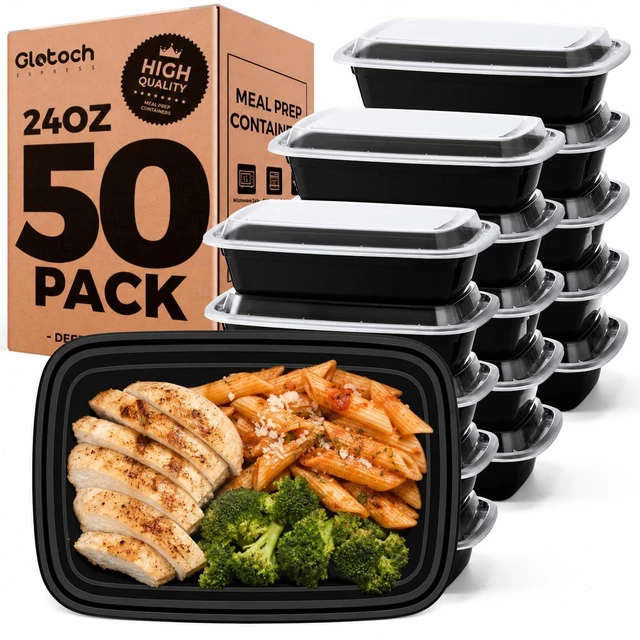 Main image of Meal Prep Containers with Lids, 24 oz, 50 Pack (100-Piece) Reusable BPA-Free Food Prep Containers, Leakproof, Durable, Microwave, Freezer and Dishwasher Safe, for Lunch and Meal Prep
