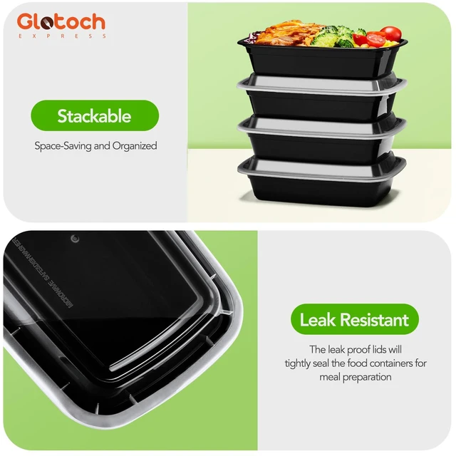 Alt view image 6 of 7 - Meal Prep Containers with Lids, 24 oz, 50 Pack (100-Piece) Reusable BPA-Free Food Prep Containers, Leakproof, Durable, Microwave, Freezer and Dishwasher Safe, for Lunch and Meal Prep