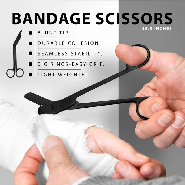Alt view image 7 of 7 - Premium 7 Piece Tactical Black Diagnostic Kit - Taylor Hammer, Measuring Tape, Tuning Forks, Bandage Scissors, Pupil Gauge Penlight, Snellen Eye Chart (Black)