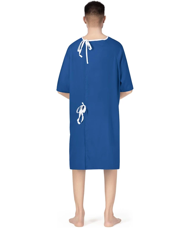 Alt view image 2 of 6 - Hospital Gown for Men Back-Tie Closure Soft Patient Gown Loose-Fit,Lightweight & Comfortable, Easy Access, Everyday Utility, Medical
