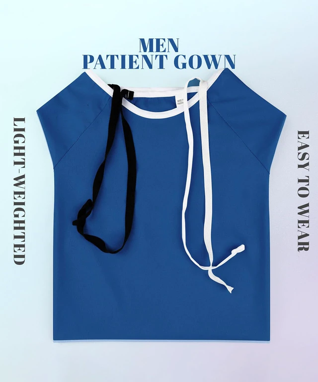 Alt view image 4 of 6 - Hospital Gown for Men Back-Tie Closure Soft Patient Gown Loose-Fit,Lightweight & Comfortable, Easy Access, Everyday Utility, Medical