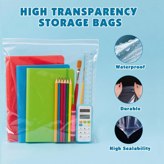 Alt view image 3 of 7 - 40 Pack Large 3 Gallon Storage Bags with Zipper Top, 16 x 18in Zipper Bags Clear Plastic Bag for Storage, Reusable, Sealable Storage Bag for Clothes, Travel & Moving, Double-sided Thickness 4 Mil