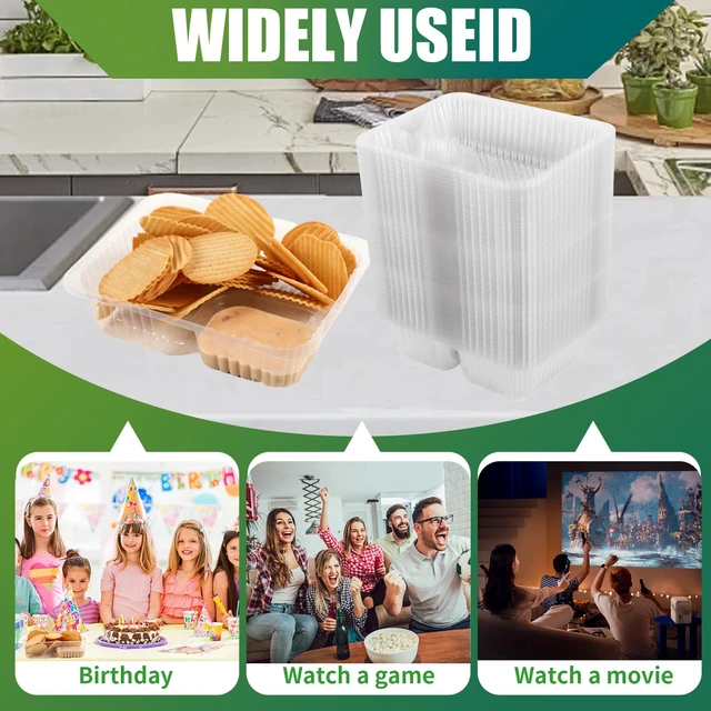 Alt view image 7 of 7 - 200 Pcs 12oz 6.5''x5'' Plastic Nacho Trays Disposable Tray for Nachos & Cheese Dip, 2 Compartment Movie Night Snack Trays Great for Snacks, Fair Foods