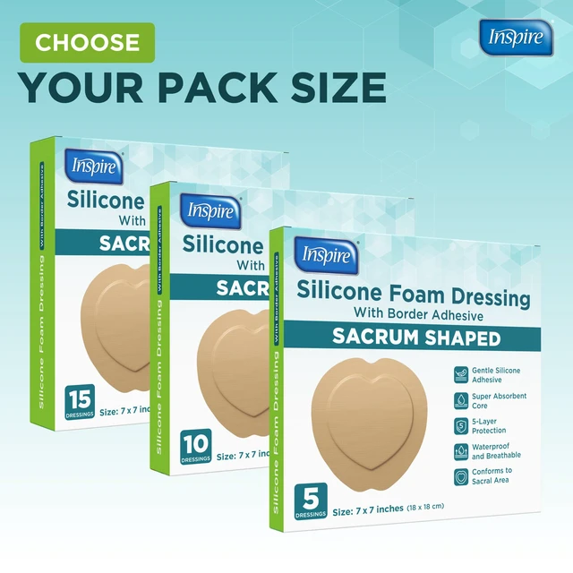 Alt view image 7 of 7 - Sacral Silicone Foam Dressing Large Waterproof Bandages for Wounds, Burns & Bed Sores Safe for Sensitive Skin, Adhesive Pad Sacrum Dressings for Post-Surgery Wound Care (7 x 7 in) (15 Pack)