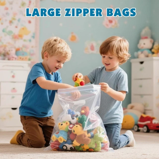 Alt view image 6 of 7 - 40 Pack Large 3 Gallon Storage Bags with Zipper Top, 16 x 18in Zipper Bags Clear Plastic Bag for Storage, Reusable, Sealable Storage Bag for Clothes, Travel & Moving, Double-sided Thickness 4 Mil