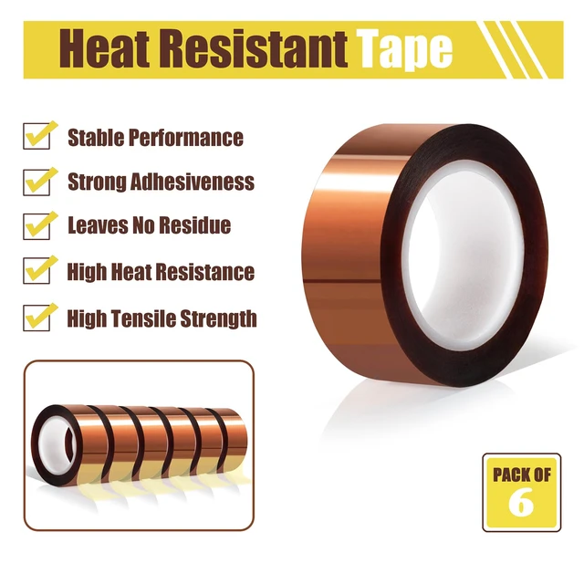 Alt view image 3 of 7 - 6 Rolls 20mm x16m(52FT) Heat Tape High Temperature Heat Resistant Tape Heat Transfer Tape for Heat Sublimation Press Vinyl,No Residue