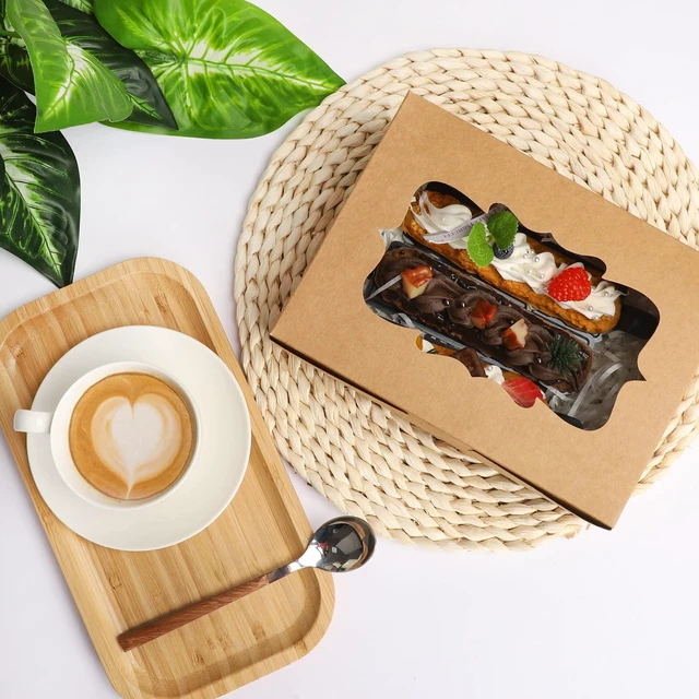 Alt view image 5 of 7 - 48pcs Cookie Boxes with 3 Style Window,8x6x2.5in Brown Bakery Boxes Kraft Treat Boxes, Dessert Boxes for Chocolate Strawberries, Donuts, Cupcakes, Muffins and Dessert