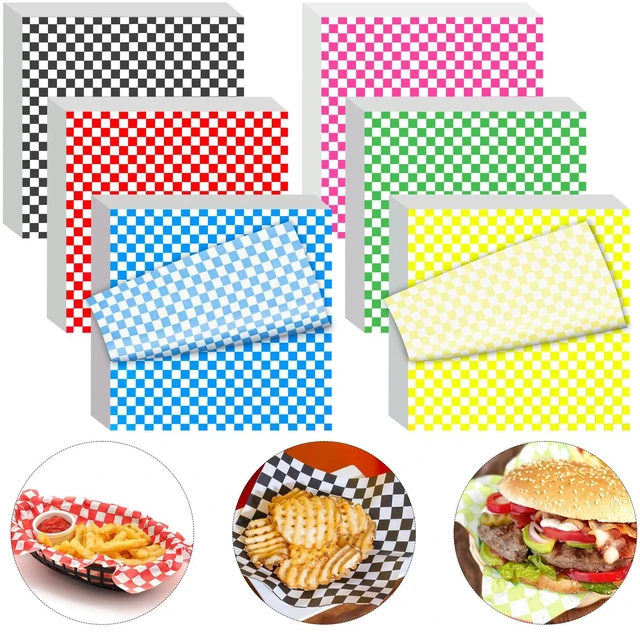 Main image of 240Pcs Wax Paper Sheets for Food, 12x12 In Variety Pack Checkered Food Basket Liners, Grease Resistant Sandiwch Wrapping Paper, Festive Design Deli Sheets For Party, Fair and Outdoors