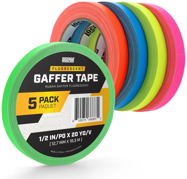 Main image of Neon Spike Tape 5 Pack - 1/2 Inch x 20 Yards Colored Gaffer Tape Fluorescent Matte Gaff Tape, UV Blacklight Glow, Residue-Free, Water-Resistant, Easy Tear for Theater, Stage, Marking, School