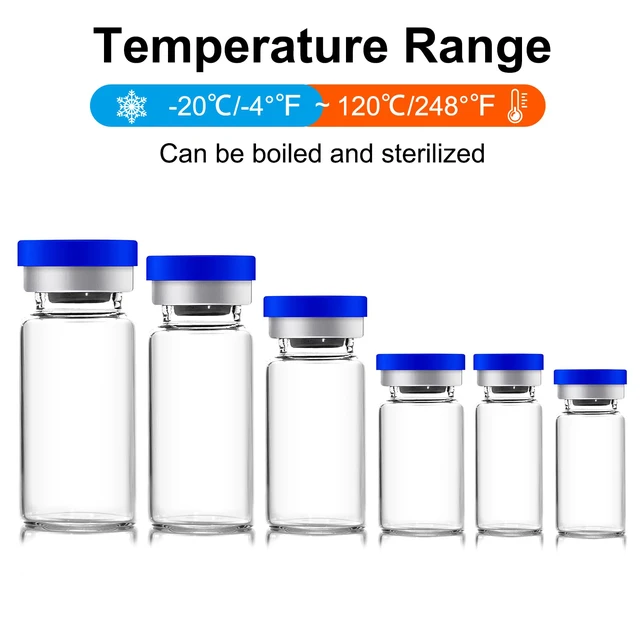 Alt view image 5 of 7 - 3ml Sealed Sterile Glass Empty Vials for Injection, 50 Pack Peptide Vial with Self Healing Injection Port and Plastic-Aluminum Flip Caps