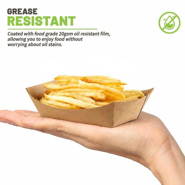 Alt view image 4 of 7 - 250 Pack 1 Lb Small Paper Food Trays Disposable, Kraft, Brown, Food Boats Holders, Take Out Serving Baskets, For Party Nachos Snacks Tacos Fries
