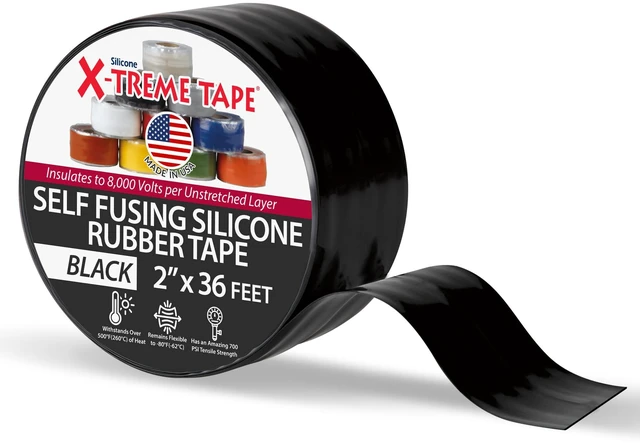 Main image of Self Fusing Silicone Tape - 2 Inch x 36 Ft Roll - Black Heavy Duty Rubber Electrical Tape, Waterproof, For Automotive, Hose, Pipe, Outdoor & Emergency Repairs, Insulating, Flexible