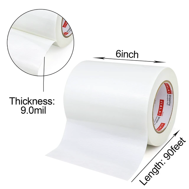 Alt view image 2 of 7 - Wide Duct Tape, Industrial Grade 30Yards (90 ft) Wide 6'' Tape Duct, 9 Mil Heavy-Duty, Waterproof, Strong, Flexible, No Residue, for Crafts & Home Improvement (White, 6'' x 90ft)