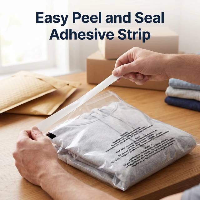 Alt view image 5 of 7 - 12 X 15 (200 Count) Self Seal Clear Poly Bags with Suffocation Warning for Packaging, T-Shirts & Clothing - Permanent Adhesive