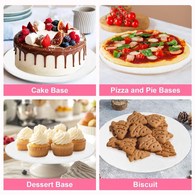 Alt view image 5 of 7 - 14 Inch Cake Drum, Cake Boards 14 Inch Round, 1/4" White 8in 10in 12in 14in Cake Drums Cardboard Base Board Circles for Pizza Wedding, 12 Pack