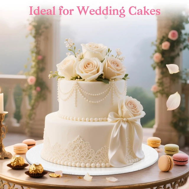 Alt view image 6 of 7 - 14 Inch Cake Drum, Cake Boards 14 Inch Round, 1/4" White 8in 10in 12in 14in Cake Drums Cardboard Base Board Circles for Pizza Wedding, 12 Pack