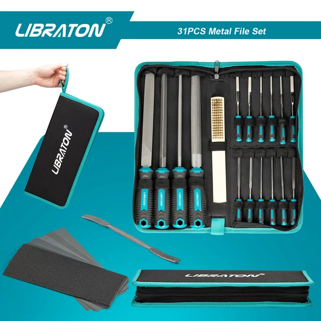 Alt view image 5 of 7 - 31PCS Metal File Set, Metal Files, 12 Needle Files For Metal, Steel, Wood, Metalworking, Woodworking, Hobby & Crafts, with Riffler File, 12 Sandpapers, Steel Brush, Carry Case