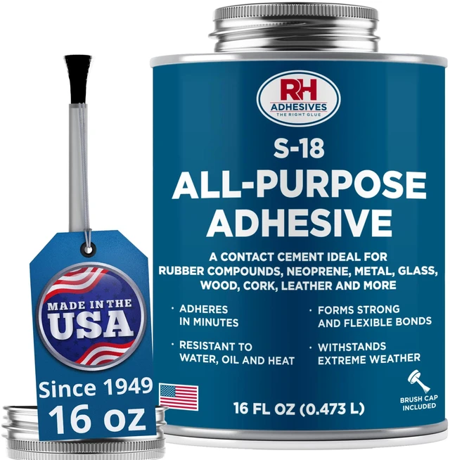 Main image of S-18 All-Purpose Adhesive 16 oz -Contact Cement for Headliner, Upholstery Multi-surface adhesive, bonds rubber, metal, leather, felt, wood and glass, for car headliners and upholstery