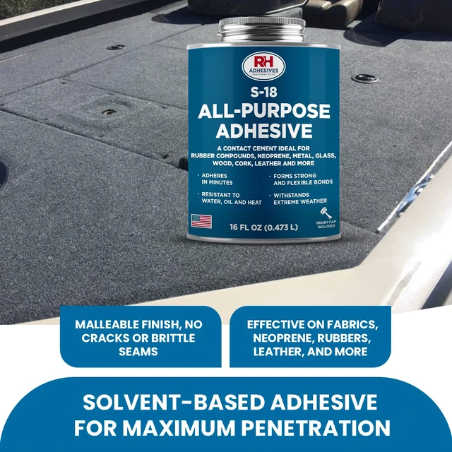 Alt view image 3 of 6 - S-18 All-Purpose Adhesive 16 oz -Contact Cement for Headliner, Upholstery Multi-surface adhesive, bonds rubber, metal, leather, felt, wood and glass, for car headliners and upholstery