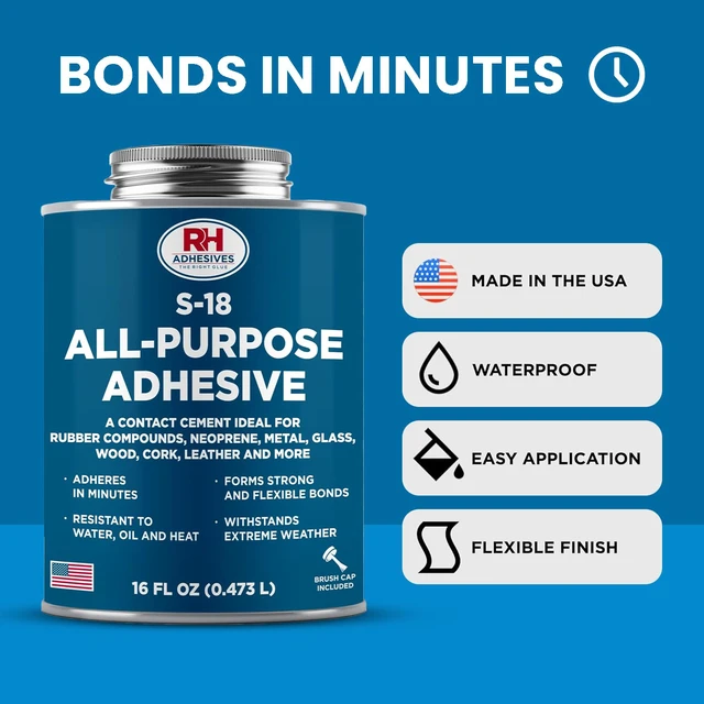 Alt view image 2 of 6 - S-18 All-Purpose Adhesive 16 oz -Contact Cement for Headliner, Upholstery Multi-surface adhesive, bonds rubber, metal, leather, felt, wood and glass, for car headliners and upholstery