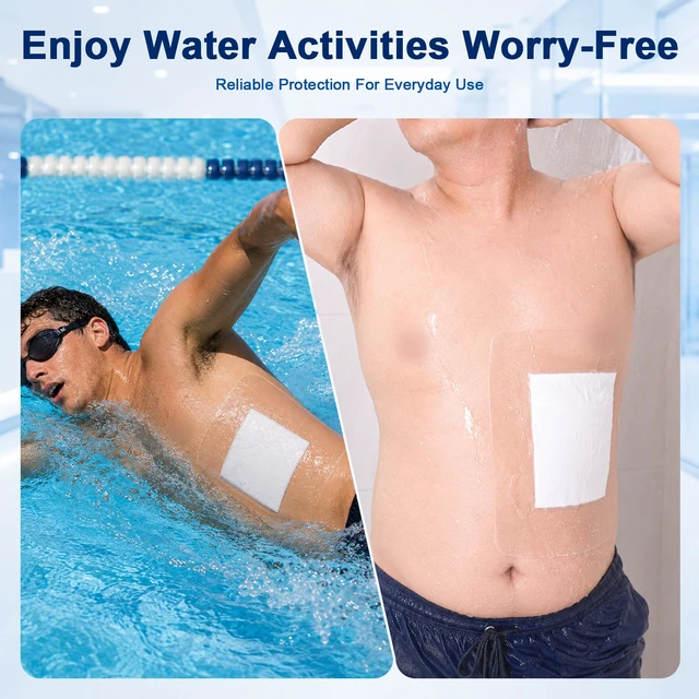 Alt view image 7 of 7 - 25 Pcs 10"x12" Shower Shields Wound Cover Non-Stick Central Pad Waterproof Large Dialysis Catheter Bandage with, Coverage Shields for PD Chest, PICC Line and Post Surgical Incisions