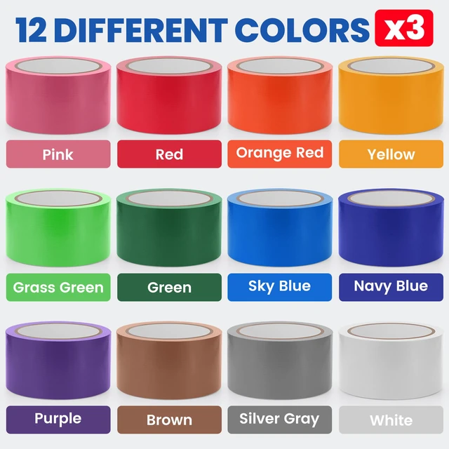 Alt view image 3 of 7 - 36 Pack Rainbow Colored Duct Tape, 12 Colors 10 Yards x 2 Inch Duct Tape Heavy Duty Duct Tape, Waterproof, Tear by Hand, No Residue Colorful Duct Tape for Packaging, Arts & Crafts, Marking and DIY