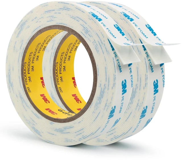 Main image of 3M 1600T Double Sided Tape, 1 in x 18 ft White PE Foam Tape, 2 Pack 0.04 in Thick, Removable from Smooth Surfaces, for RV, Pictures, Posters, Frames and Home Décor