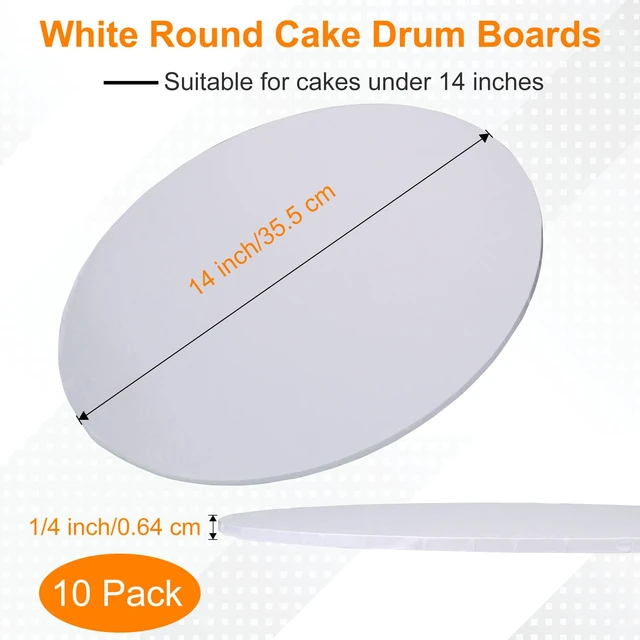 Alt view image 2 of 7 - 14 inch Round Cake Drum Boards, 1/4 Inch Thick White Corrugated Cardboard Cake Base Grease-Resistant Cake Boards for Multi-Layer Cakes, Weddings & Parties 10 Pack