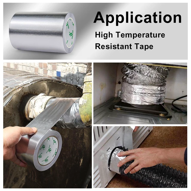 Alt view image 5 of 7 - Adhesive Aluminum Foil Heat Shield Tape 1Pack 7inch x 66ft Barrier Fiberglass Thermal Insulation Reflective Material High Temp Protectionn