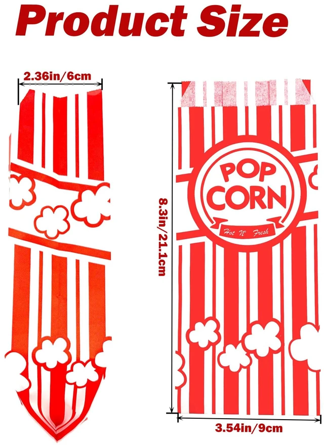 Alt view image 2 of 6 - 1200 Pcs Paper Popcorn Bags for Party, 1 oz Individual Servings Small Popcorn Bag Bulk, For Pop Corn Machine, Movie Night, Cinema, Carnival, Party, Concessions