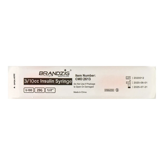 Alt view image 4 of 5 - U-100 Pet Insulin Syringes 29G 3/10cc, 1/2" 100-Pack