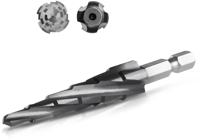 Main image of Cobalt M35 4 Spiral Flutes Step Drill Bit for Metal 3/16" to 1/2" 6 Sizes Spiral Grooved Titanium HSS Step Bit Unibit for Metal, Stainless Steel, Aluminum, Plastic