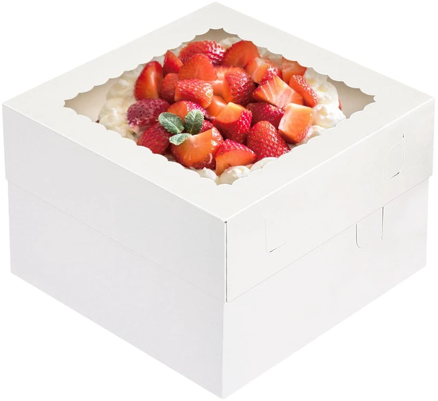 Main image of 15pcs Cake Boxes, 12x12x8 Inch White Bakery Boxes with Window 350gsm Thickness Cardboard, Flat and Pre-folded for Easy Assembly, Highlight Your Baked Cakes and Display Gifts Perfectly