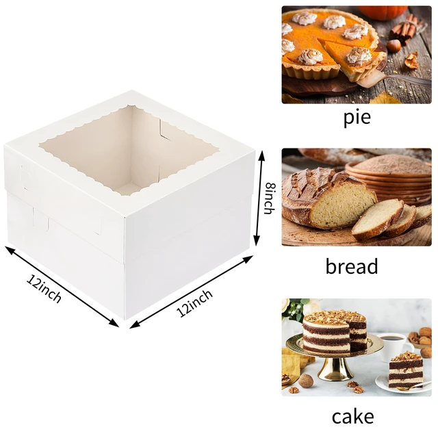 Alt view image 2 of 7 - 15pcs Cake Boxes, 12x12x8 Inch White Bakery Boxes with Window 350gsm Thickness Cardboard, Flat and Pre-folded for Easy Assembly, Highlight Your Baked Cakes and Display Gifts Perfectly