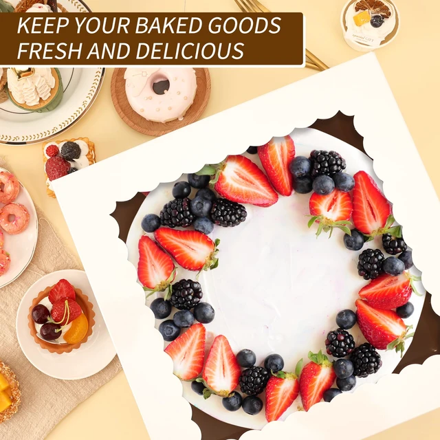Alt view image 4 of 7 - 15pcs Cake Boxes, 12x12x8 Inch White Bakery Boxes with Window 350gsm Thickness Cardboard, Flat and Pre-folded for Easy Assembly, Highlight Your Baked Cakes and Display Gifts Perfectly