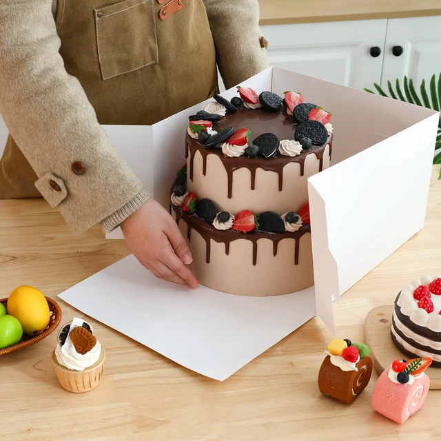 Alt view image 6 of 7 - 15pcs Cake Boxes, 12x12x8 Inch White Bakery Boxes with Window 350gsm Thickness Cardboard, Flat and Pre-folded for Easy Assembly, Highlight Your Baked Cakes and Display Gifts Perfectly