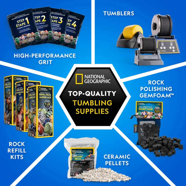 Alt view image 5 of 7 - NATIONAL GEOGRAPHIC Rock Tumbler Grit and Polish Refill Kit - Tumbling Grit Media, Polish Up to 20 lbs. of Rocks, Works with any Rock Polisher & Tumbler Supplies