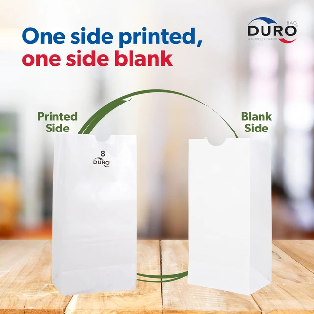 Alt view image 4 of 7 - 8# White Paper Lunch Bags, 500 Count, 6.12 x 4.12 x 12.43 In Paper Lunch Bags Bulk, Large Disposable Sacks for Sandwiches, Bagels, Deli, Bakery, Grocery, Takeout & Delivery