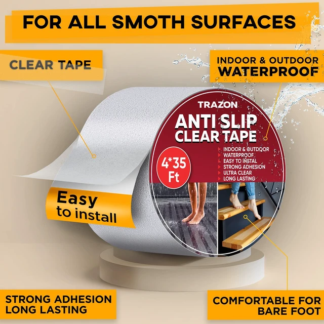 Alt view image 2 of 6 - Grip Tape - Heavy Duty Anti Slip Tape Clear Outdoor/Indoor 4In*35Ft, Non Slip Roll/Stickers Easy to Cut Waterproof for Bathtub, Shower Floor, Pool, Stairs Safety Non Skid, Comfortable for Bare Foot