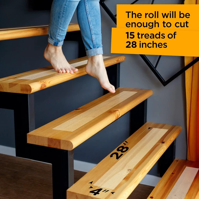 Alt view image 4 of 6 - Grip Tape - Heavy Duty Anti Slip Tape Clear Outdoor/Indoor 4In*35Ft, Non Slip Roll/Stickers Easy to Cut Waterproof for Bathtub, Shower Floor, Pool, Stairs Safety Non Skid, Comfortable for Bare Foot